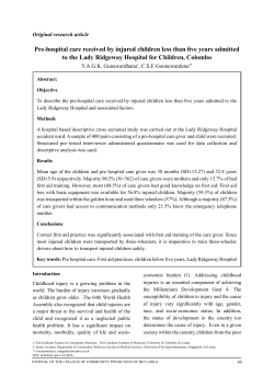Pre-hospital care received by injured children less than five years