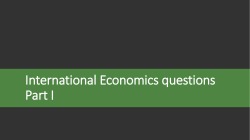 International Economics I