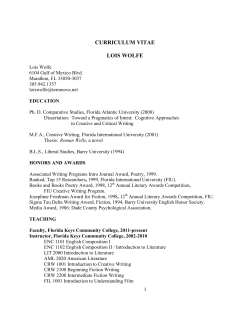 CURRICULUM VITAE LOIS WOLFE - Florida Keys Community