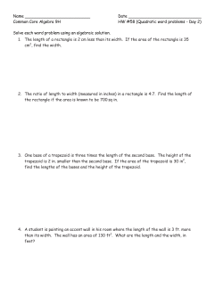 Common Core Algebra 9H HW #58 (Quadratic word problems