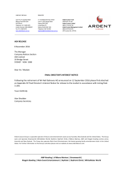 ASX RELEASE FINAL DIRECTOR`S INTEREST NOTICE Following