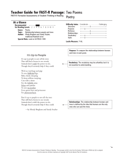 Teacher Guide for FAST-R Passage: Two Poems
