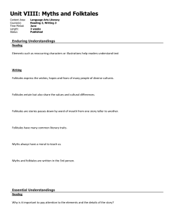 Unit VIIII: Myths and Folktales