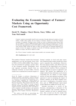 Evaluating the Economic Impact of Farmers` Markets Using an