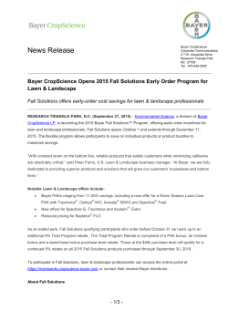 News Release - Backed By Bayer