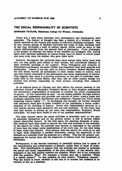 The Social Responsibility of Scientists