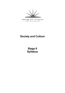 Society and Culture Stage 6 Syllabus