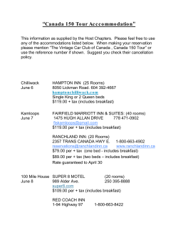 suggested accommodations - Vintage Car Club of Canada