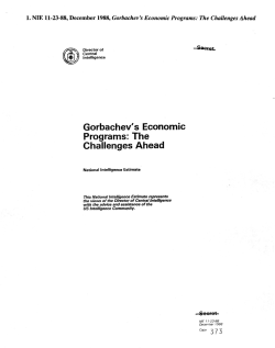 NIE 11&ndash;23&ndash;88&mdash;Gorbachev`s Economic Programs: The Challenges