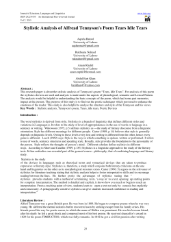 Stylistic Analysis of Alfread Tennyson`s Poem Tears Idle