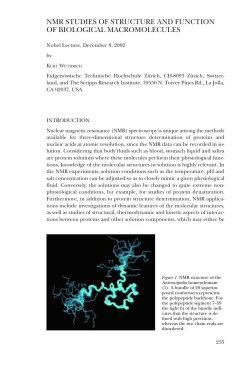 Kurt W&uuml;thrich - Nobel Lecture