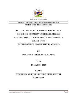Speech read by Hon. Jerry Ekandjo during launching of