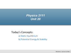 Unit 20 - Statics and Equilibrium
