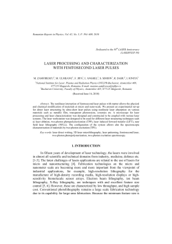 laser processing and characterization with femtosecond laser pulses