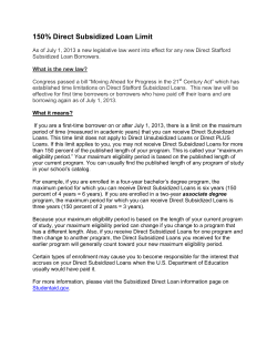 150% Direct Subsidized Loan Limit