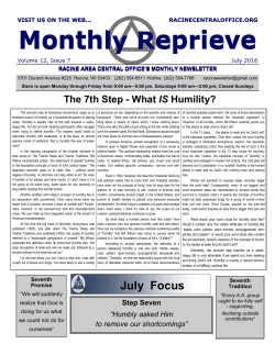 Monthly Reprieve - Racine Area Central Office