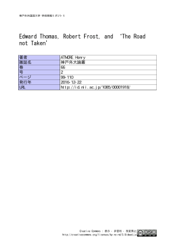 Edward Thomas, Robert Frost, and `The Road not Taken`