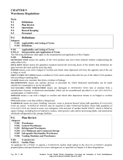 Food Establishment Regulations Chapter 9