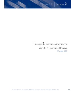 Online LEI Lesson 2 Lesson 2 Savings Accounts and U.S. Savings