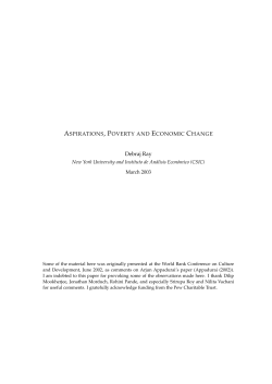 ASPIRATIONS, POVERTY AND ECONOMIC