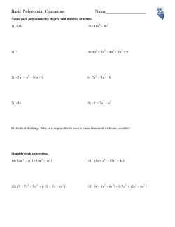 Polynomial Basics
