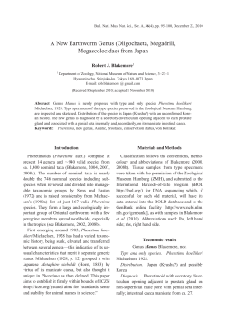 A New Earthworm Genus (Oligochaeta, Megadrili, Megascolecidae