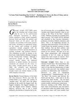 Declining US Power, the Rise of China, and an Adam Smith for the