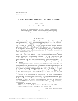 A NOTE ON HENSEL`S LEMMA IN SEVERAL VARIABLES 0