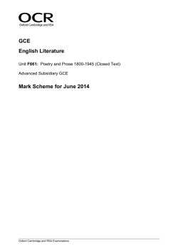 Mark scheme F661 Poetry and Prose 1800
