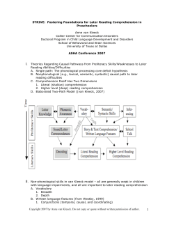 STRIVE: Fostering Foundations for Later Reading