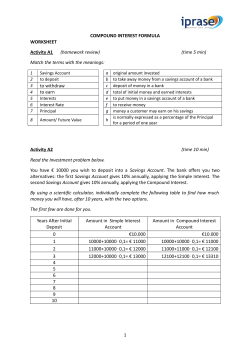COMPOUND INTEREST FORMULA WORKSHEET Activity A1