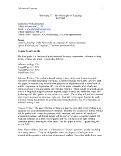 Philosophy 271: The Philosophy of Language