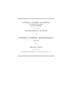 thomas corwin mendenhall - National Academy of Sciences