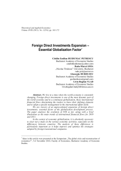 Foreign Direct Investments Expansion &ndash; Essential Globalization Factor