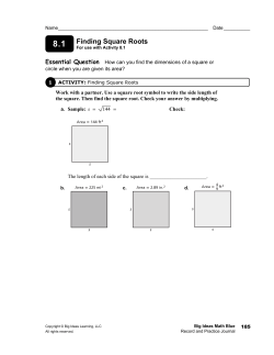 8.1 Finding Square Roots