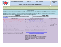 Topic 13 &ndash; Write and Interpret Numerical Expressions