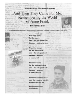 And Then They Came For Me: Remembering the World of Anne Frank