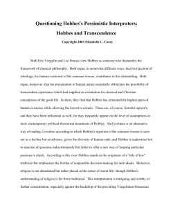 Questioning Hobbes`s Pessimistic Interpreters: Hobbes and