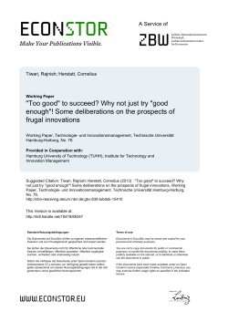 "Too good" to succeed? Why not just try "good enough