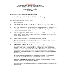 AMENDED FINAL BOARD OF DIRECTORS BUSINESS MEETING