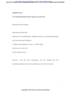 PERSPECTIVES Two anatomically distinct niches regulate stem cell