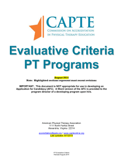 Evaluative Criteria for Accreditation of PT Programs
