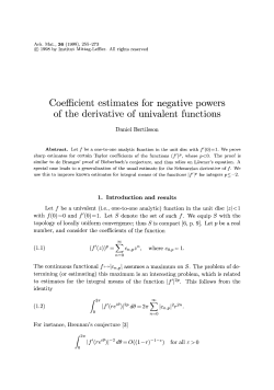 Coefficient estimates for negative powers of the