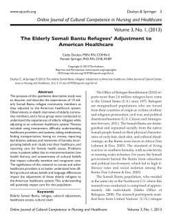 The Elderly Somali Bantu Refugees` Adjustment to American