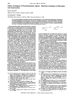 Sulfur Analogues of Psychotomimetic Agents. Monothio Analogues
