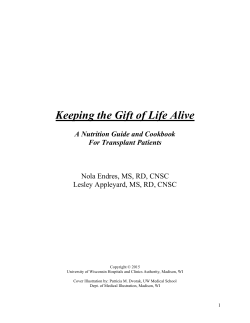 Keeping the Gift of Life Alive: A Nutrition Guide and
