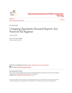 Critiquing Quantitative Research Reports: Key