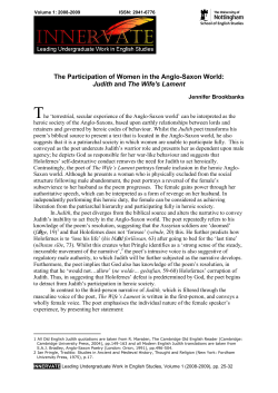 The Participation of Women in the Anglo-Saxon World