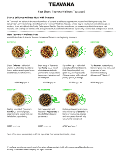 Fact Sheet: Teavana Wellness Teas 2016