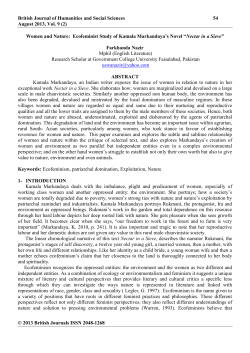 Ecofeminist Study of Kamala Markandaya`s Novel